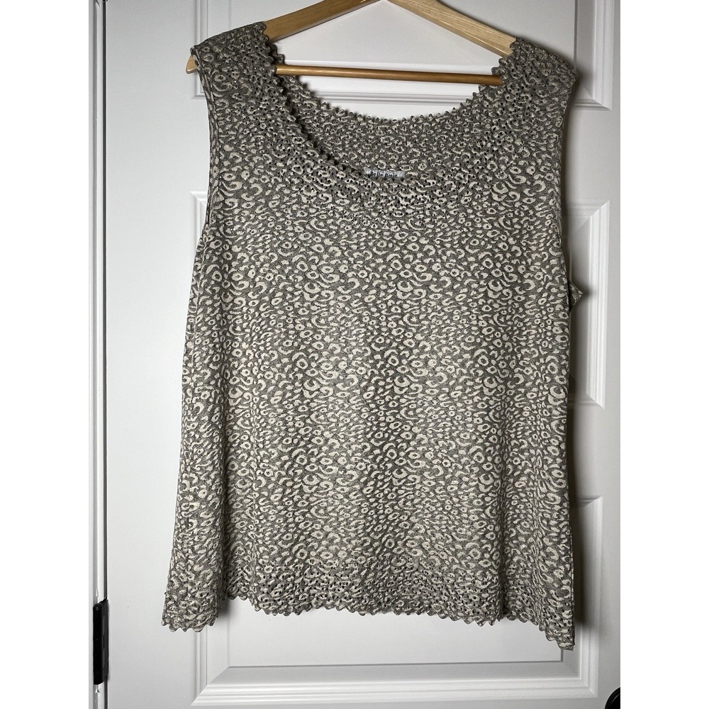 Belle Amie Women's Top XL Gray Short Sleeve Round Neck Pullover